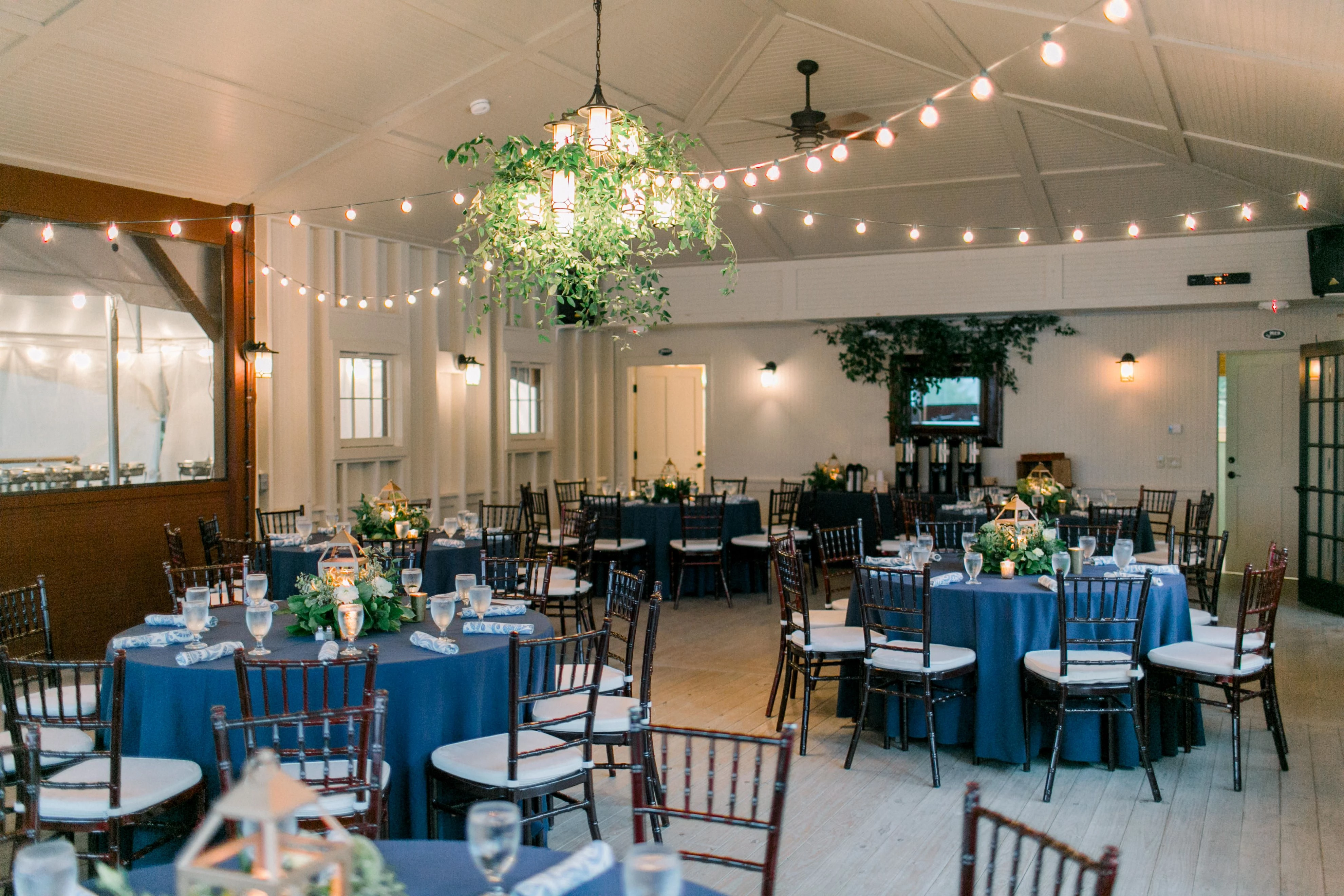 a room with tables and chairs