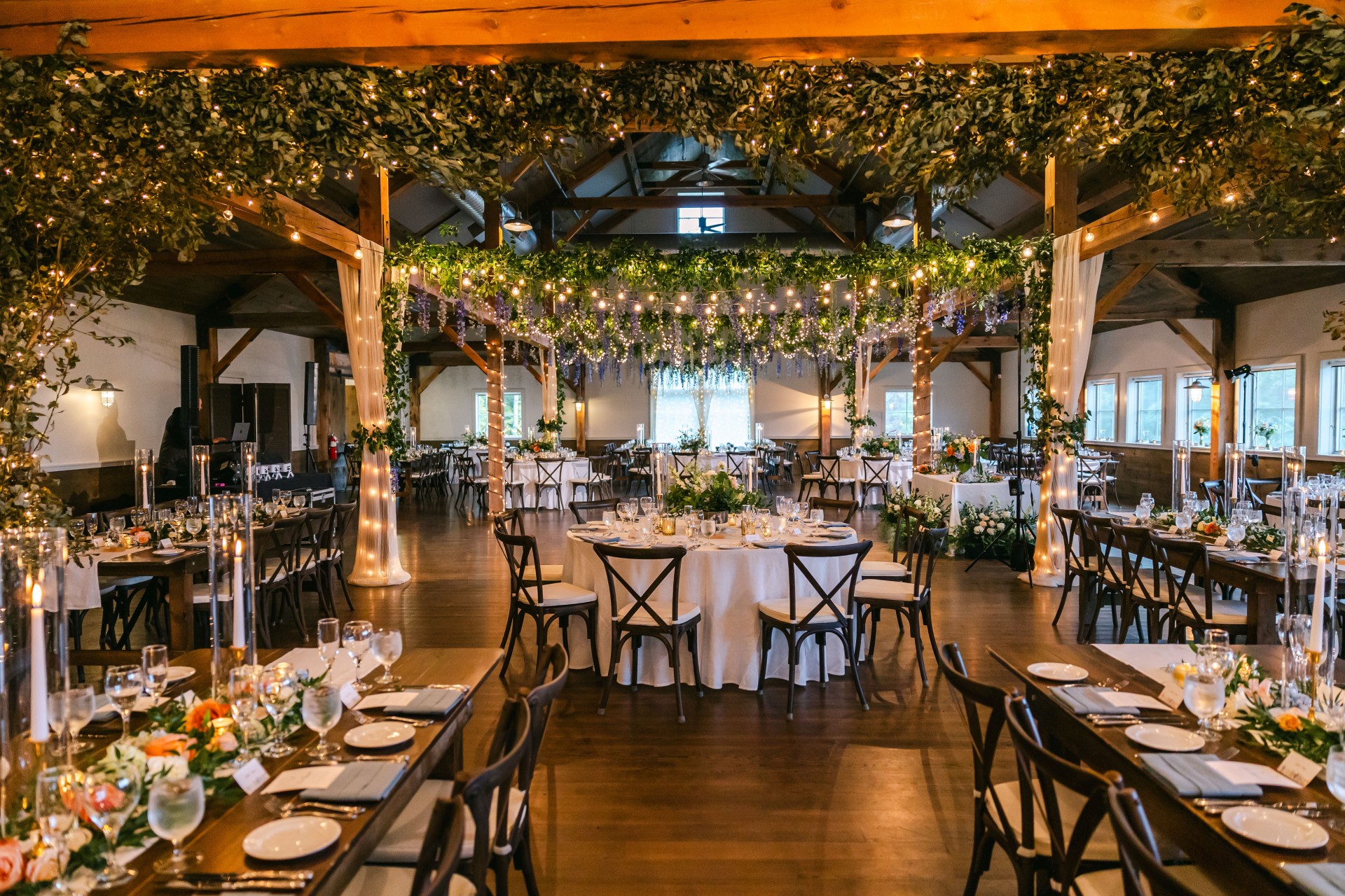 a room with tables and chairs