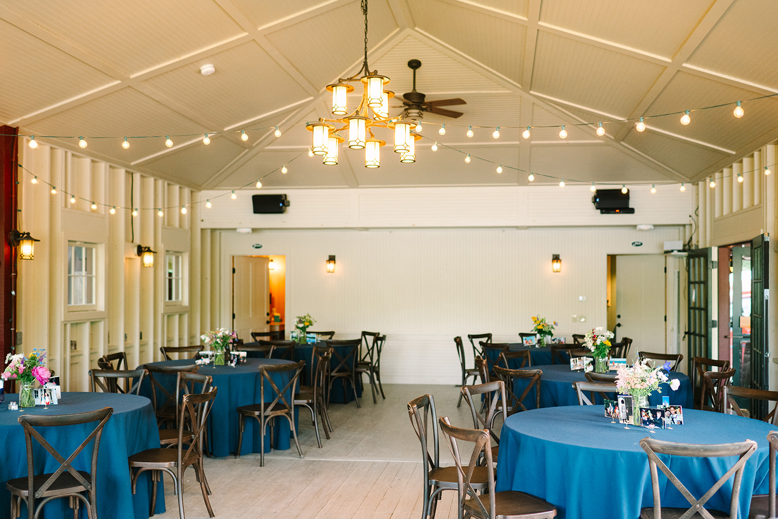a room with tables and chairs