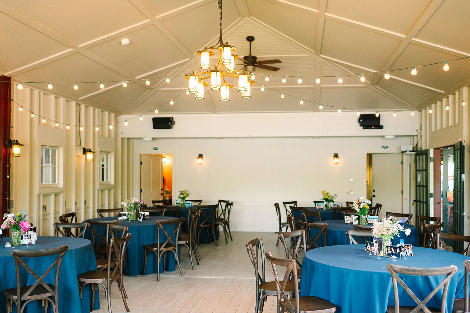 a room with tables and chairs