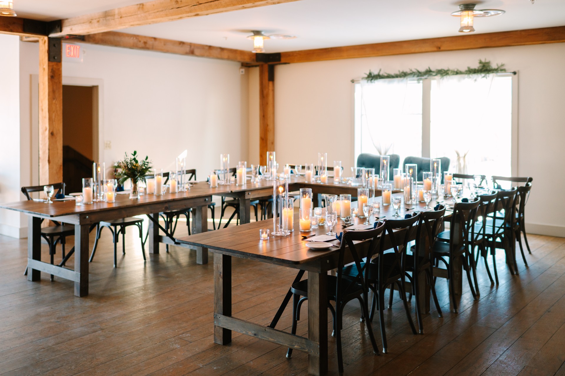 loft setup for small reception photo by Juniper Studios
