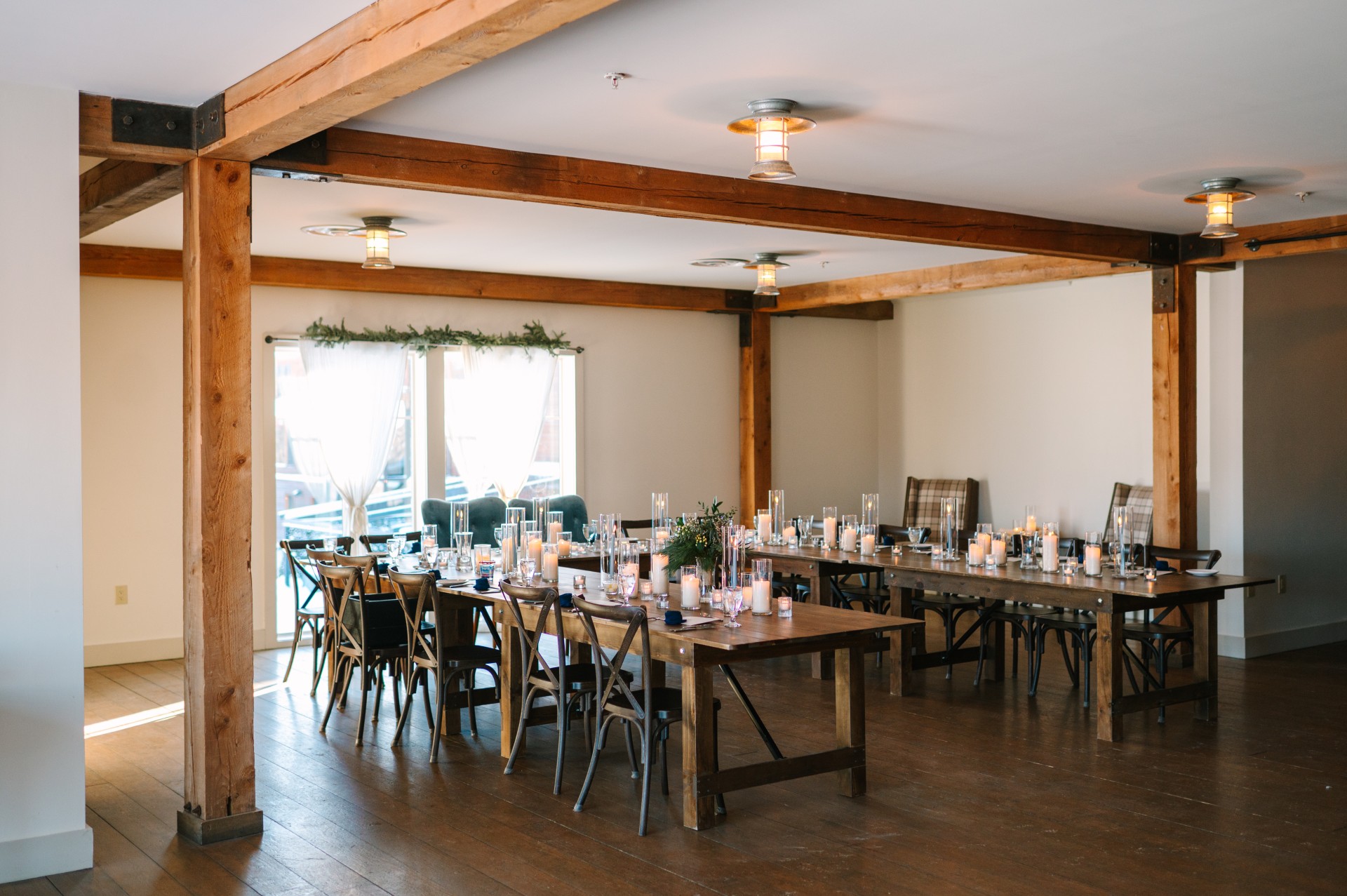 loft setup for small reception photo by Juniper Studios