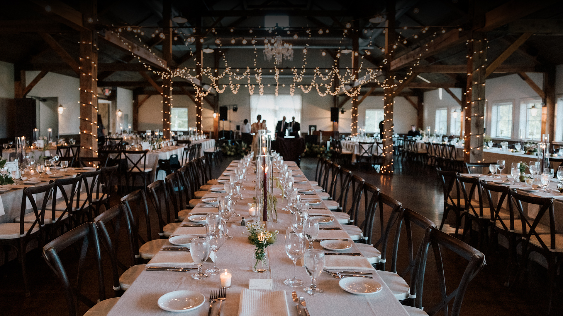 a long table set for a wedding reception