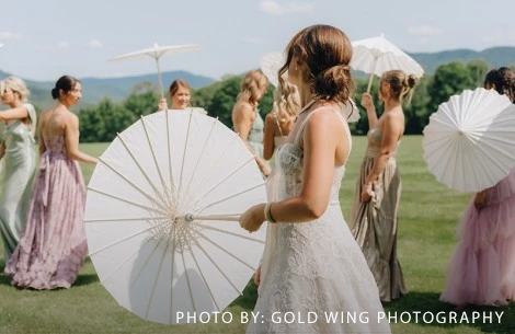 a group of women holding umbrellas