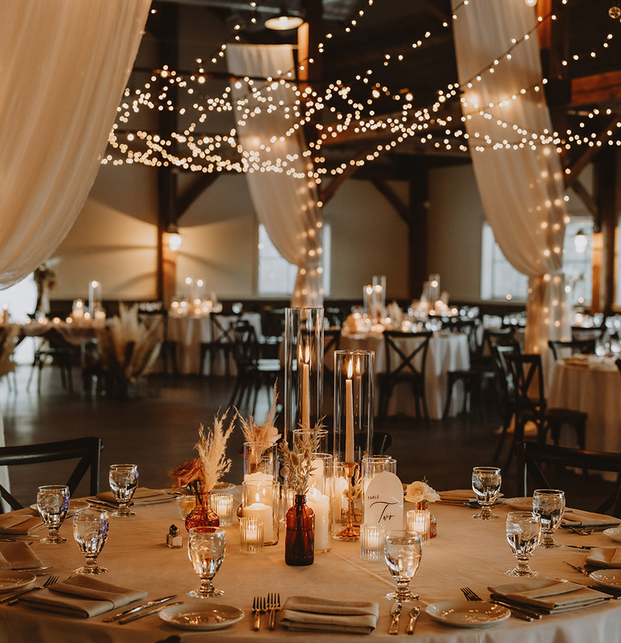 a table set for a wedding reception
