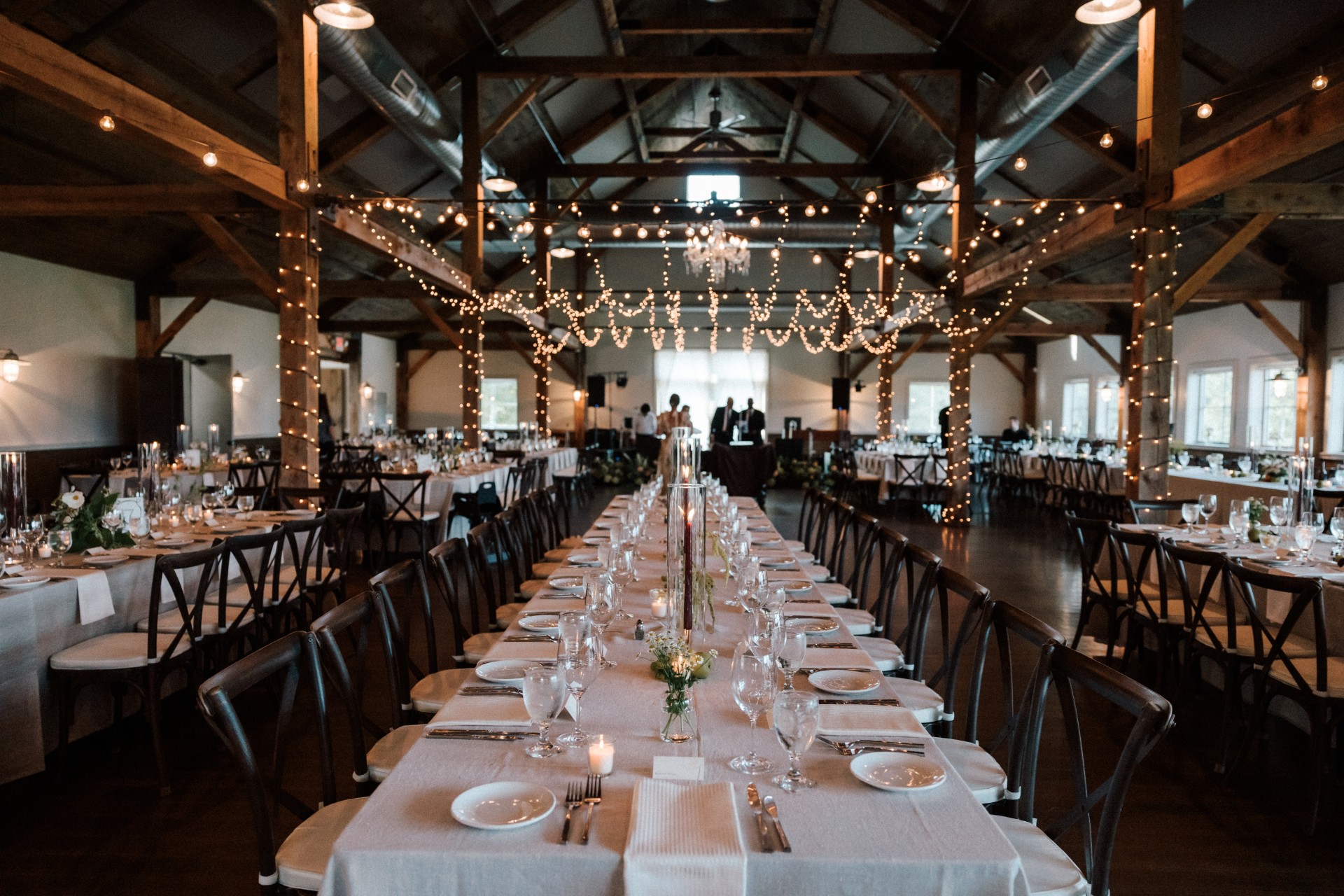 a long table set for a wedding reception
