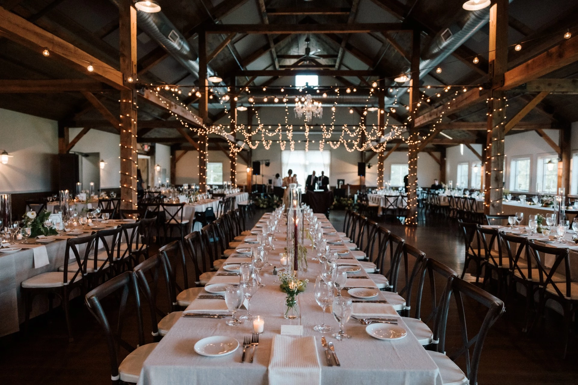 a long table set for a wedding reception