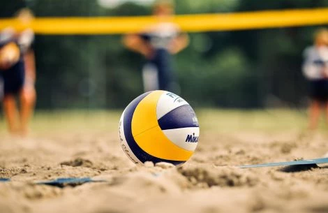 a volleyball on the sand
