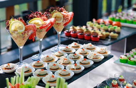 a table with food on it