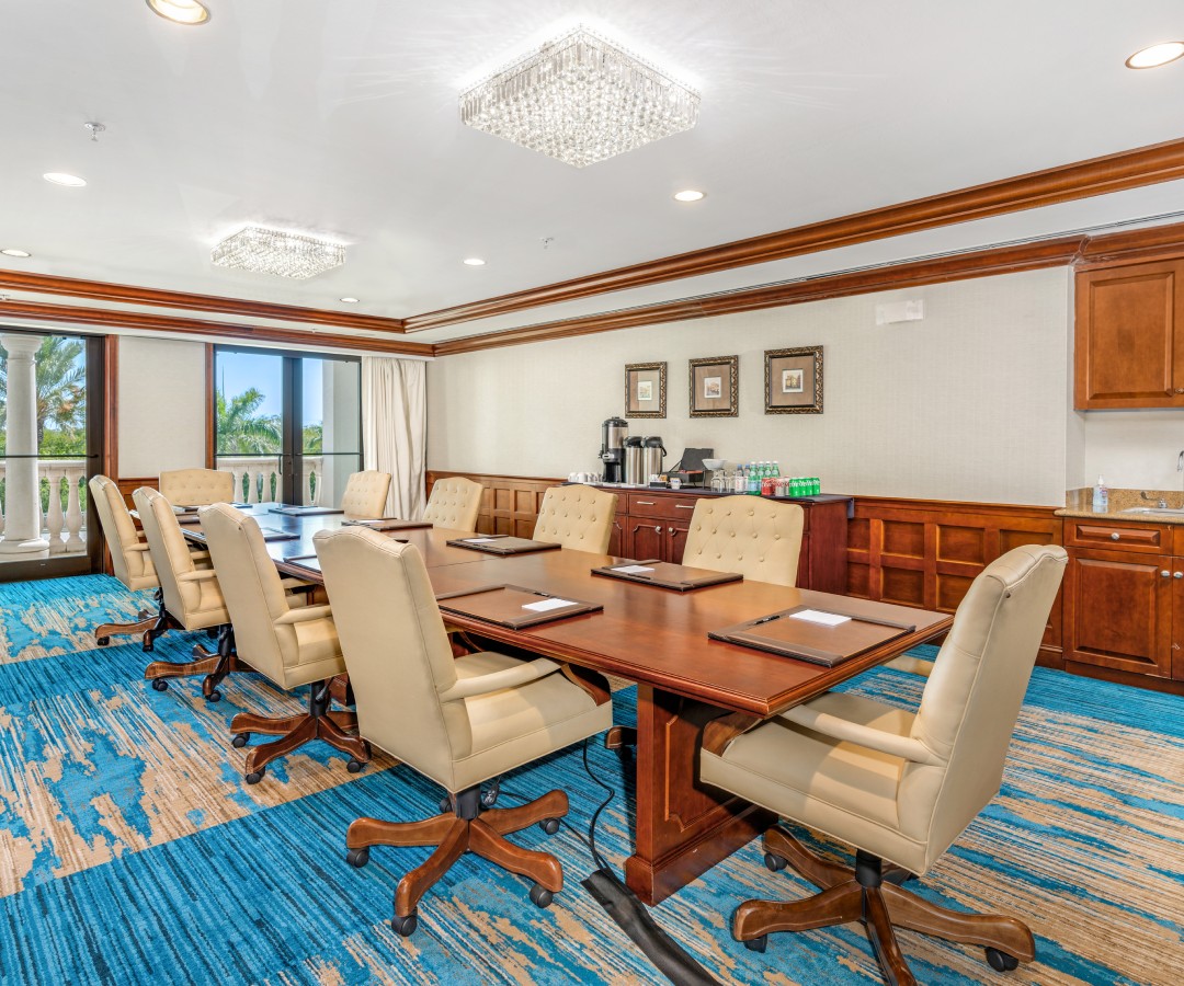 a room with a table and chairs