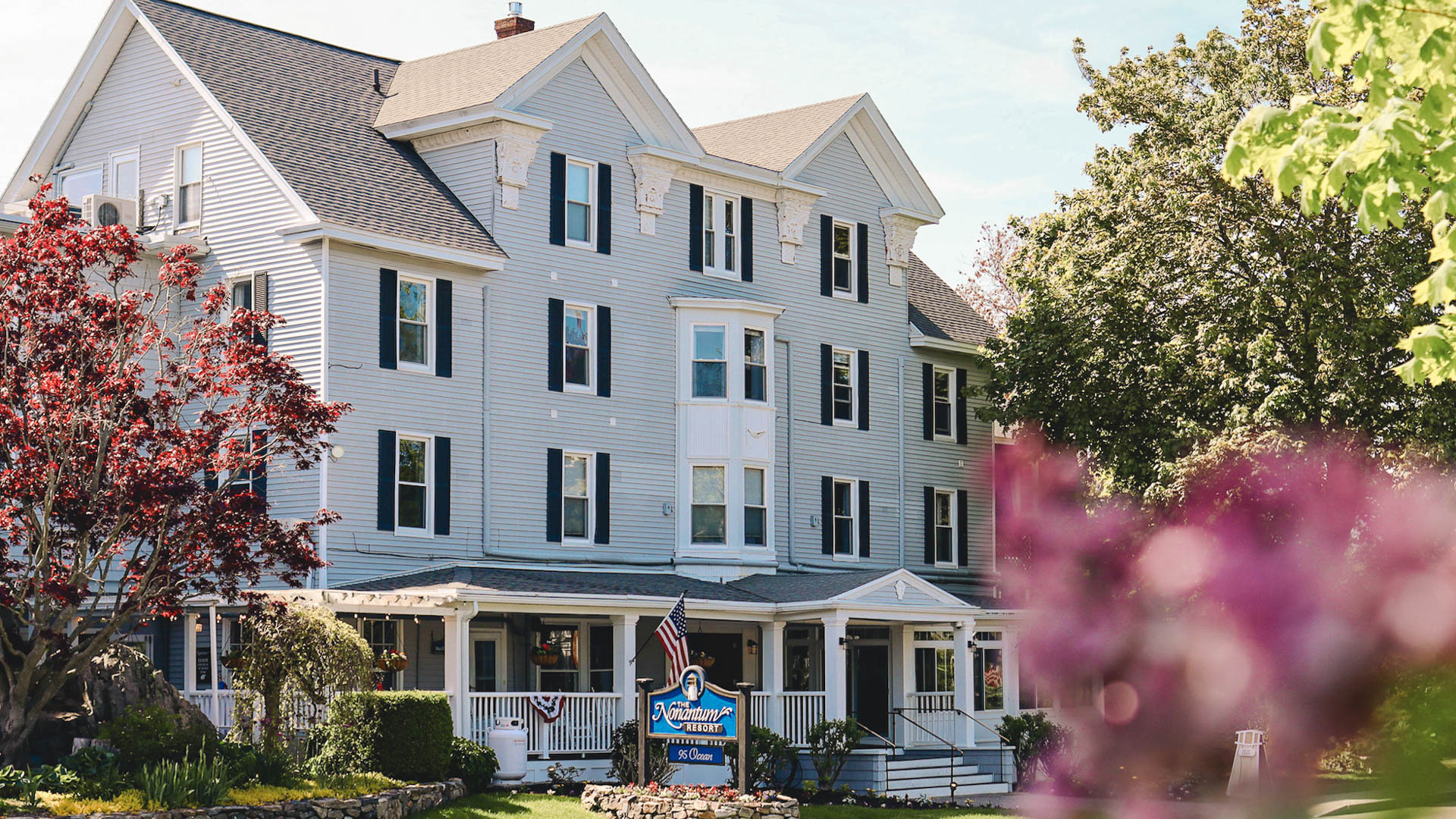 a large building with a sign in front of it