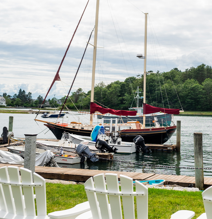 a group of boats on a lake