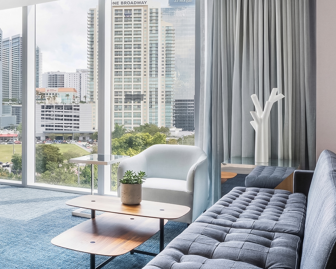 a living room with a couch and a coffee table