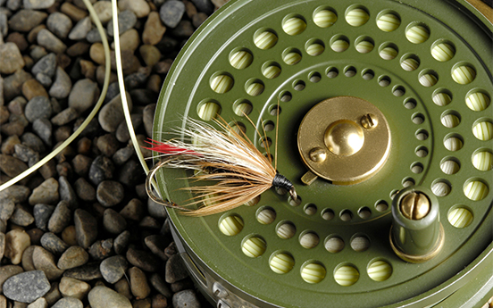 a fishing lure on a reel