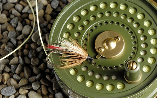 a fishing lure on a reel