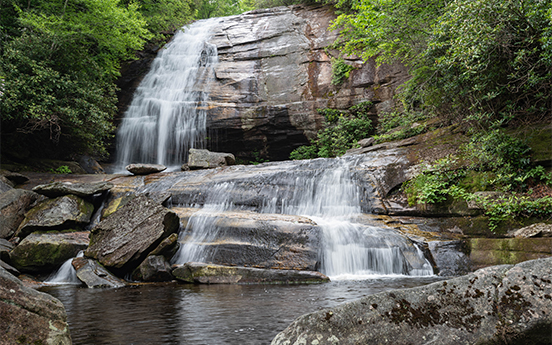 a waterfall in the woods
