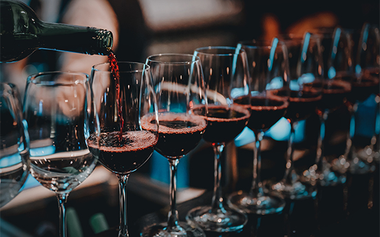 a group of wine glasses