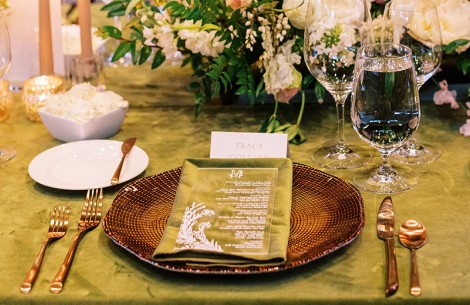 a table with plates and glasses