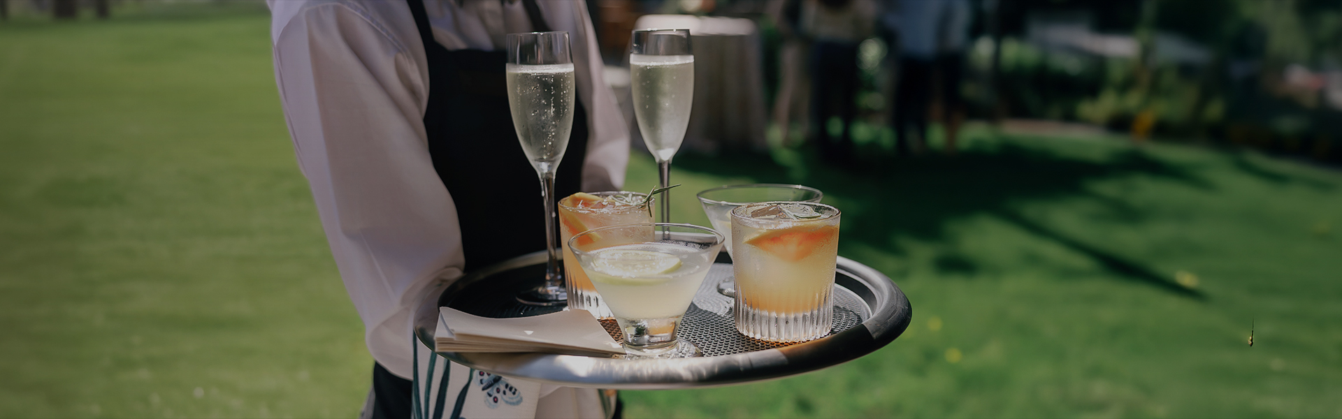 a tray of drinks on a table