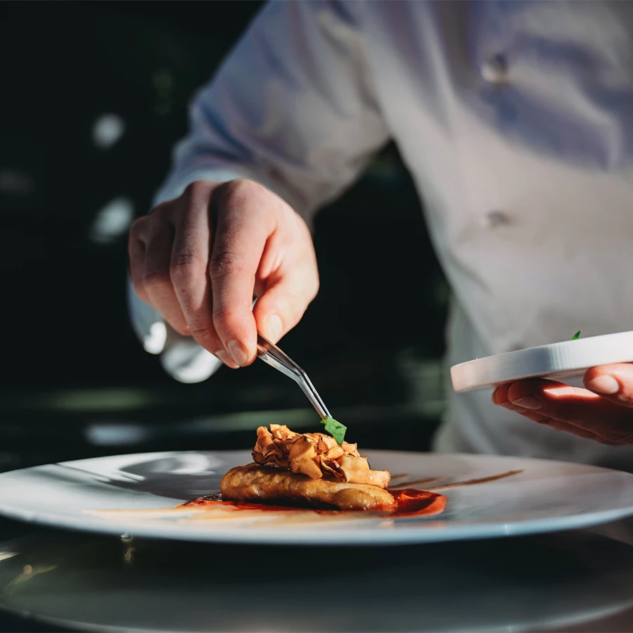 a person holding a plate of food