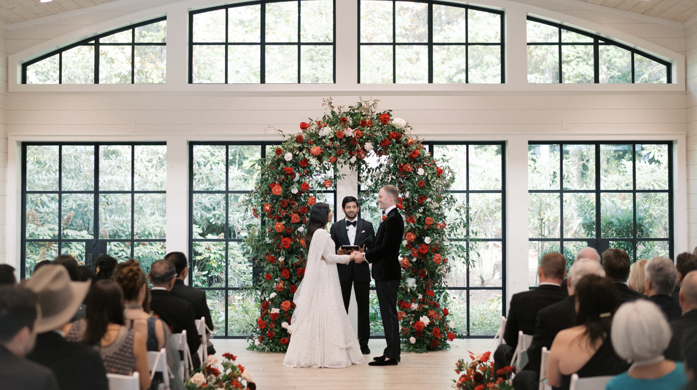 a man and woman in a wedding ceremony