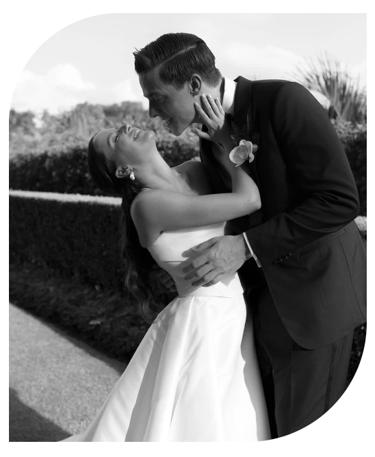 a man and woman in a wedding dress