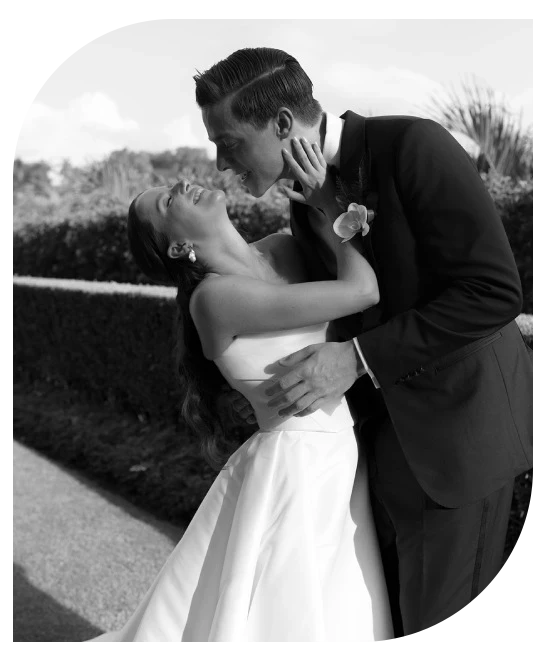 a man and woman in a wedding dress