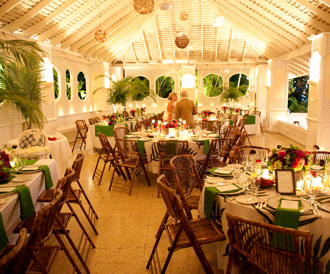 a room with tables and chairs