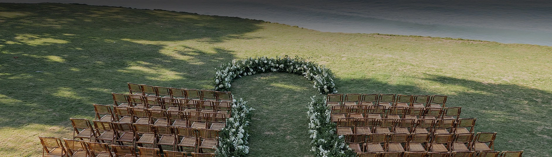 flowers in a circle with chairs