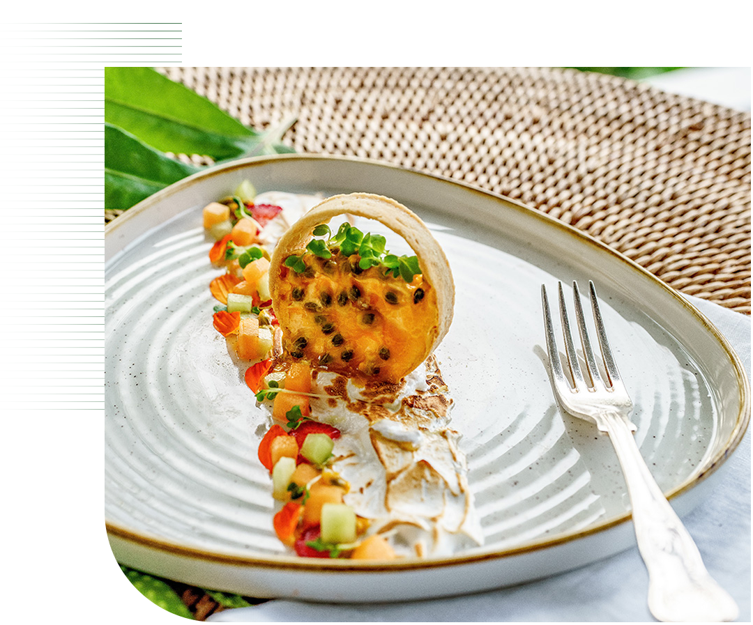 a plate of food with a fork
