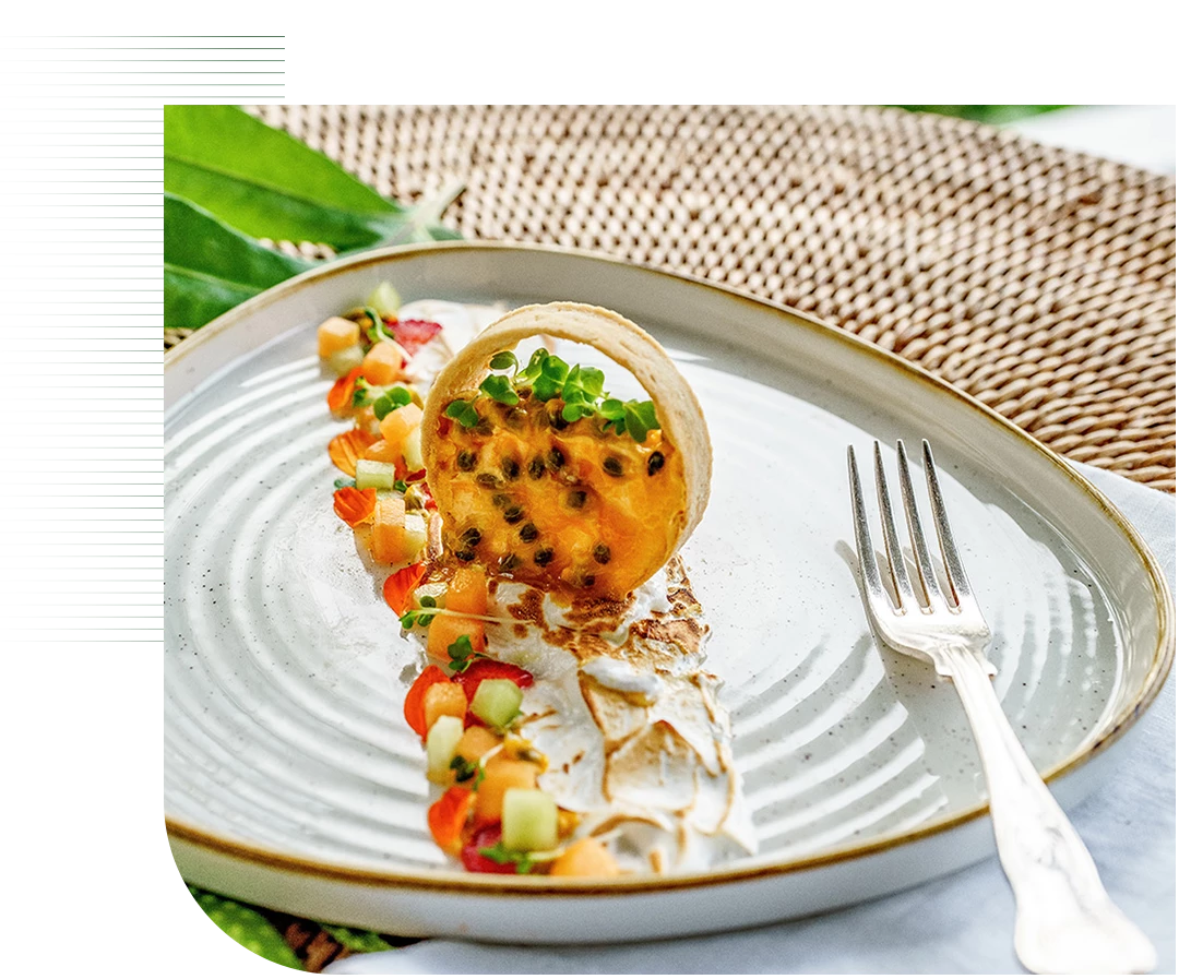 a plate of food with a fork