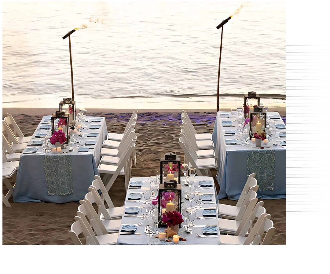 a table set up on a beach