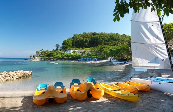 several kayaks on a beach