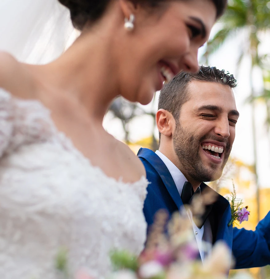 a man and woman smiling
