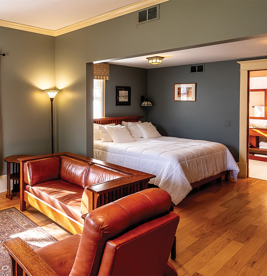 a room with a bed and a couch