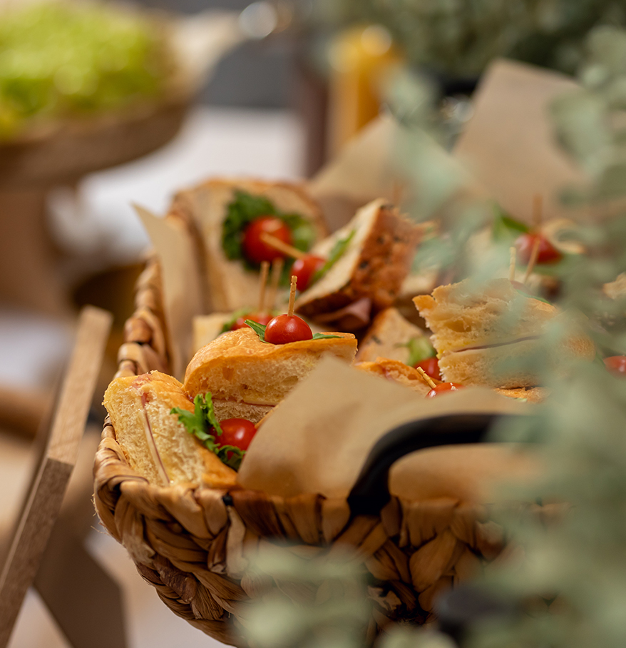 a basket of food on a table