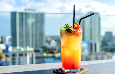 a drink on a table