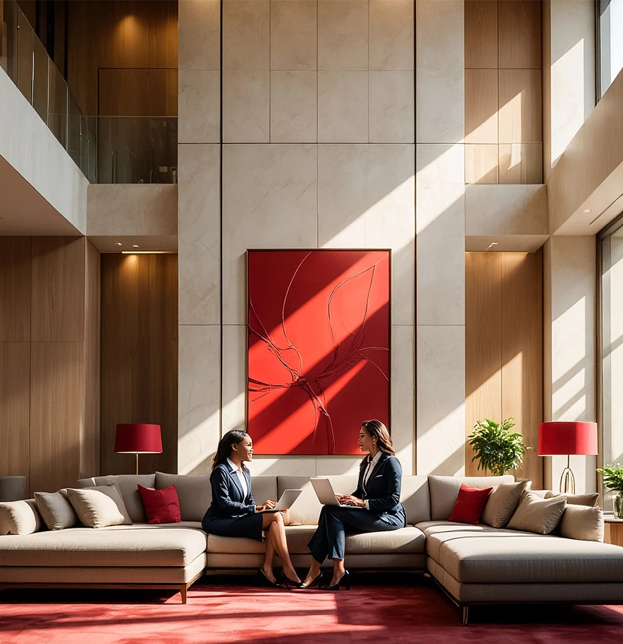 two women sitting on a couch