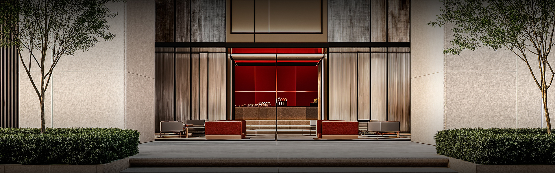 a building with a glass door