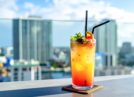 a drink on a table