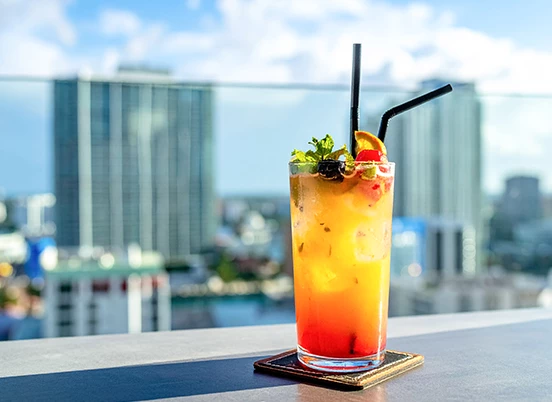 a drink on a table