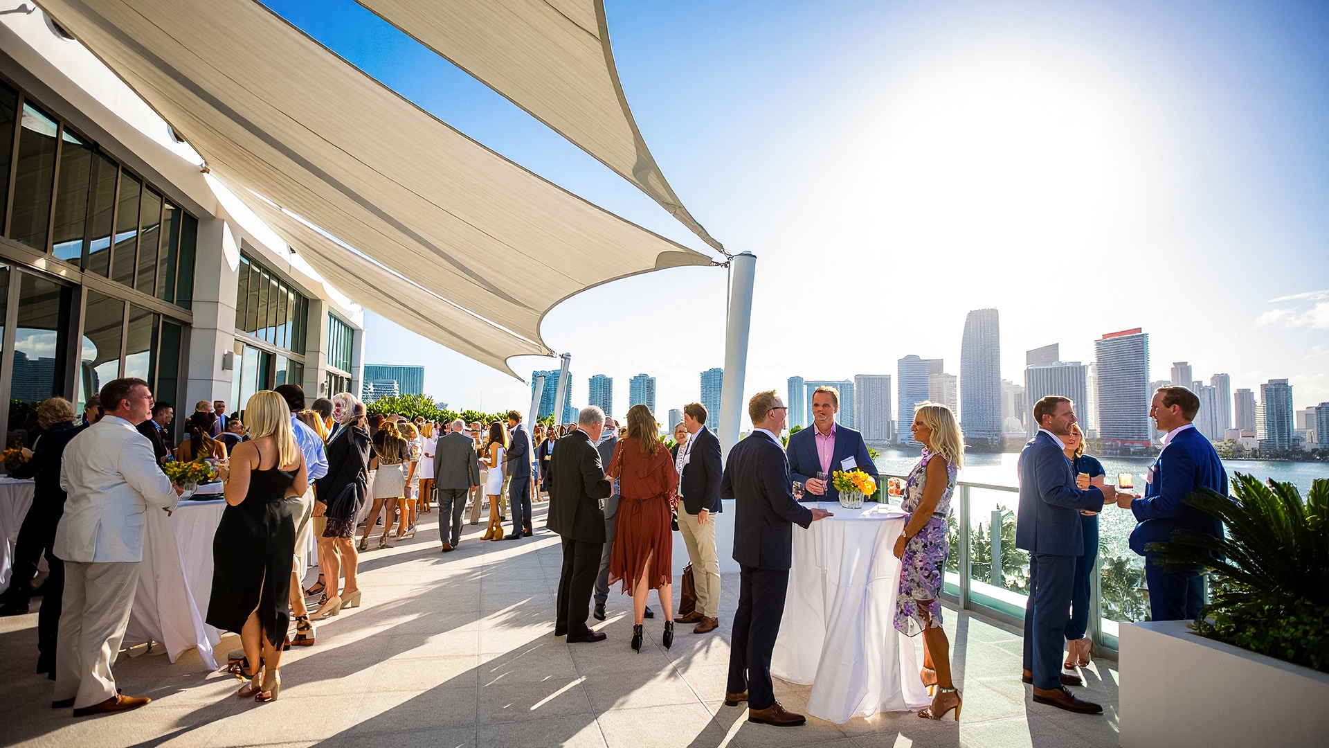 a group of people standing outside