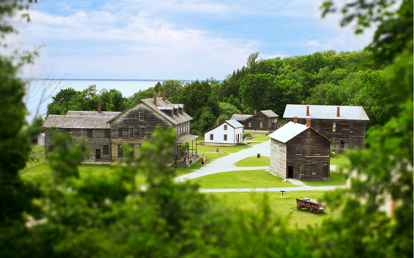 a group of houses in a village