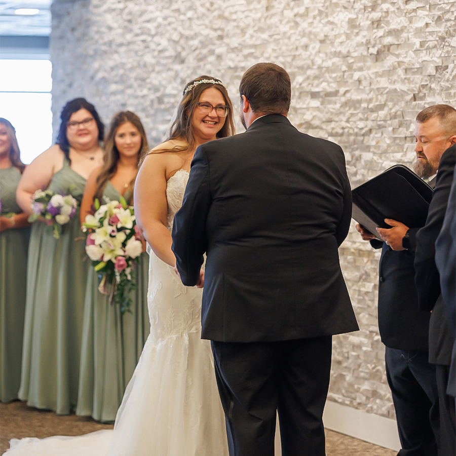 a man and woman in a wedding dress