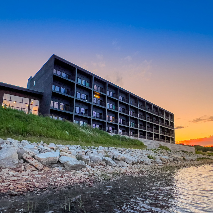 a building near the water