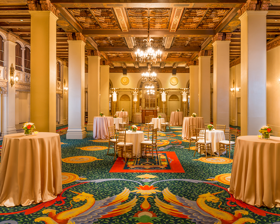 a room with tables and chairs