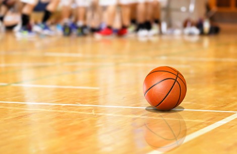 a basketball on a court