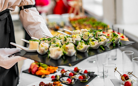 a tray of food on a table