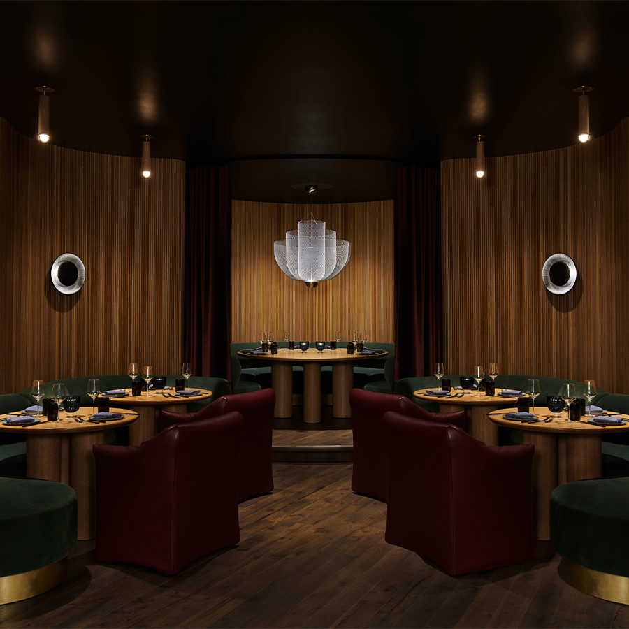 a room with tables and chairs