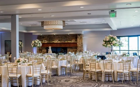 a room with tables and chairs